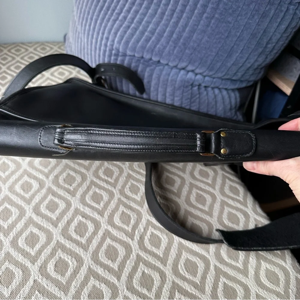 Coach Black Leather Briefcase with Gold Accents